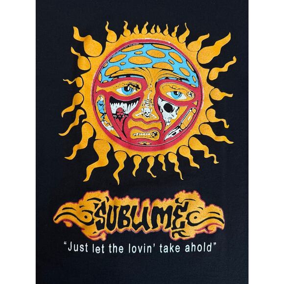 Sublime Band T-Shirt Black Sun Logo Just Let the Lovin Take Ahold Ska Punk - Picture 4 of 11